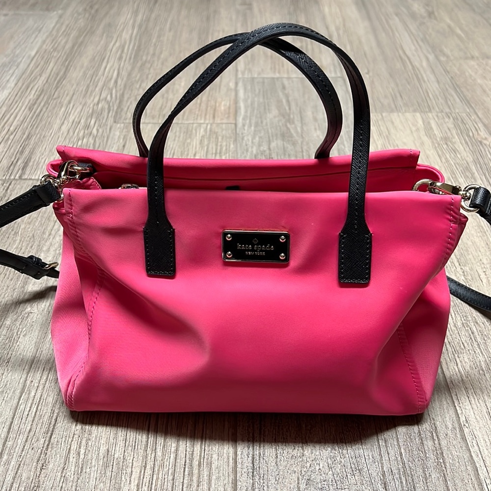 Kate Spade Pink Nylon Loden Blake Tote Bag with Removable Crossbody Strap